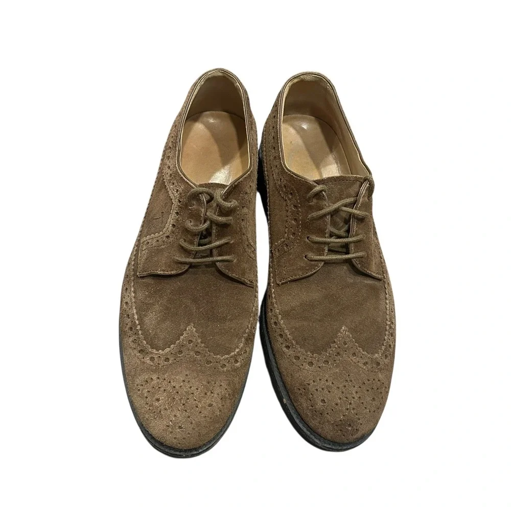 Tod's Mens Brown Suede Leather Wingtip Oxford Dress‎ Shoes Size 7 Made Italy